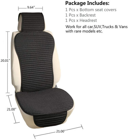 Car Seat Covers,Cloth Car Seat Cover,Buckwheat Hull Cooling Car Seat Covers,Universal Car Seat Protector, Breathable Comfortable Ventilated Front Seat Only,Black
