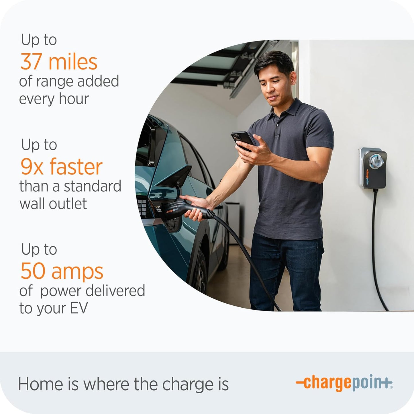 Homeflex Level 2 EV Charger J1772 - Fast Smart Battery Power Charging at Home for Electric Automobile Vehicles