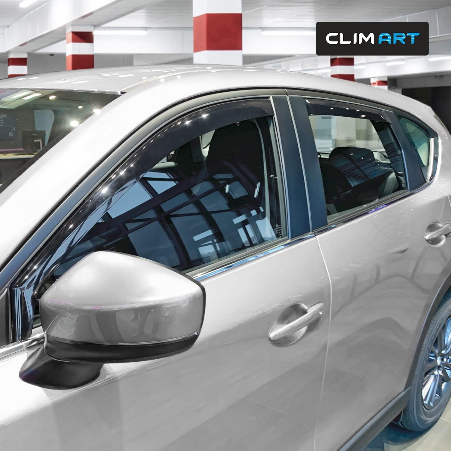 In-Channel Incredibly Durable Rain Guards for Mazda CX-5 2017-2025, Original Window Deflectors, Vent Deflector, Vent Window Visors, Dark Smoke Car Accessories, 4 Pcs. - 617269