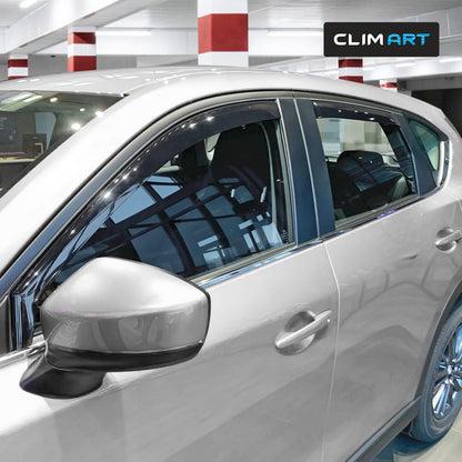 In-Channel Incredibly Durable Rain Guards for Mazda CX-5 2017-2025, Original Window Deflectors, Vent Deflector, Vent Window Visors, Dark Smoke Car Accessories, 4 Pcs. - 617269