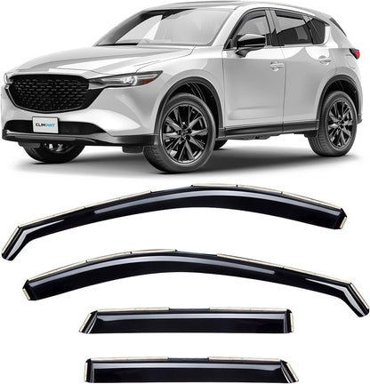 In-Channel Incredibly Durable Rain Guards for Mazda CX-5 2017-2025, Original Window Deflectors, Vent Deflector, Vent Window Visors, Dark Smoke Car Accessories, 4 Pcs. - 617269