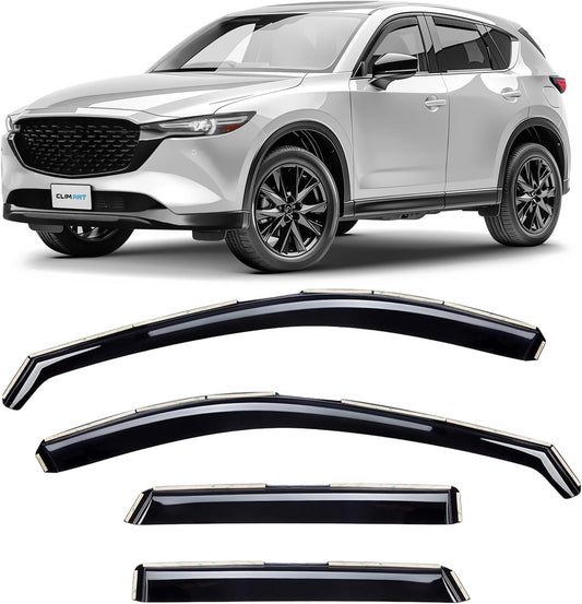 In-Channel Incredibly Durable Rain Guards for Mazda CX-5 2017-2025, Original Window Deflectors, Vent Deflector, Vent Window Visors, Dark Smoke Car Accessories, 4 Pcs. - 617269