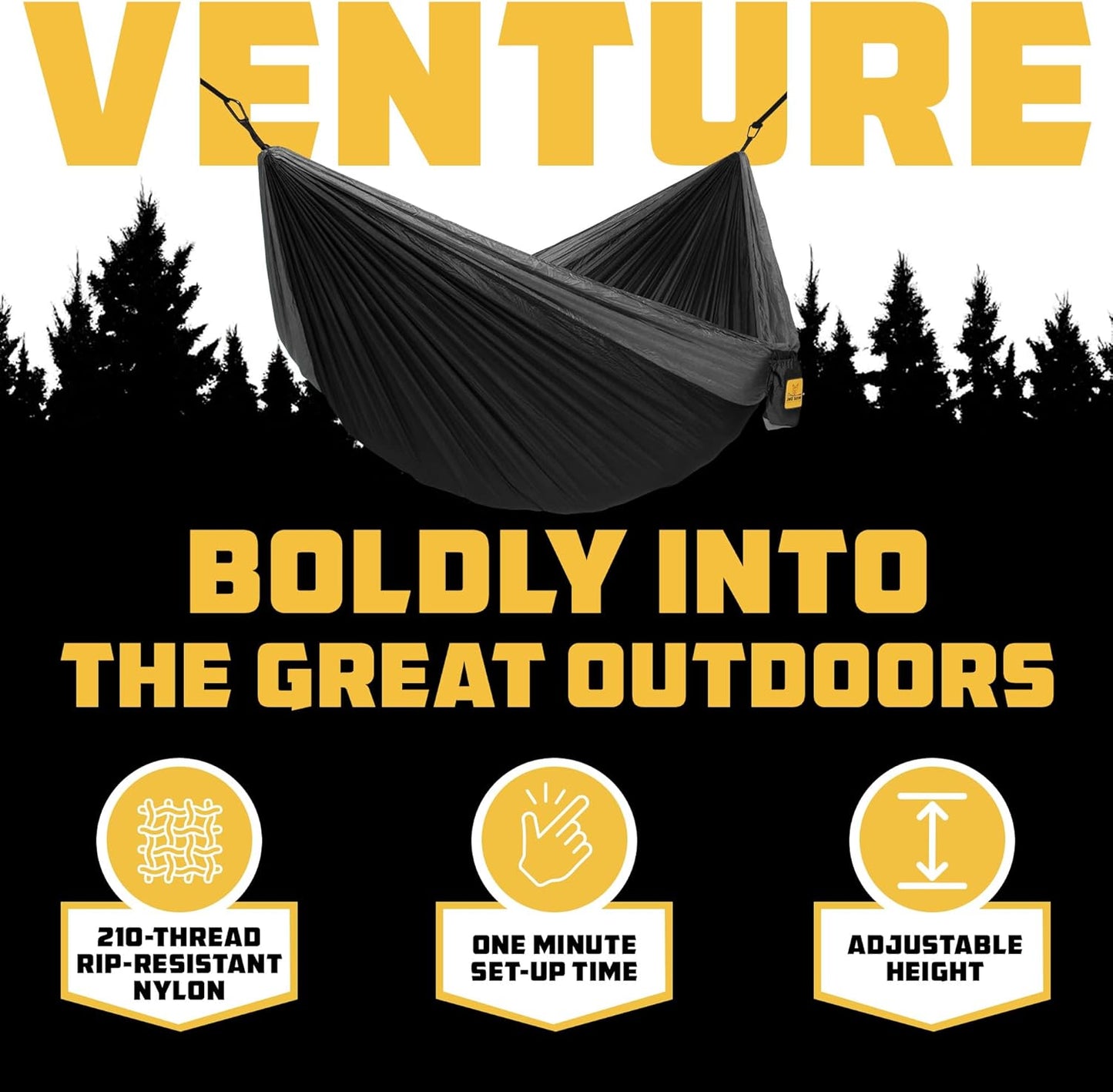 Camping Hammock – up to 500Lbs Portable Hammock with Tree Straps - Travel, Backpacking, Hiking, Outdoors Camping Gear - Single or Double